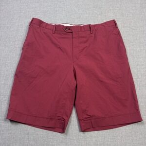 Brioni Chino Shorts Mens 54 Red 36" Made In Italy 10" Inseam Cotton Modal